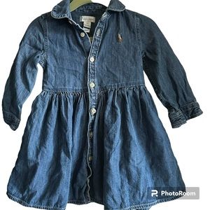 POLO RALPH LAUREN BABY GIRL DENIM DRESS LONG SLEEVE